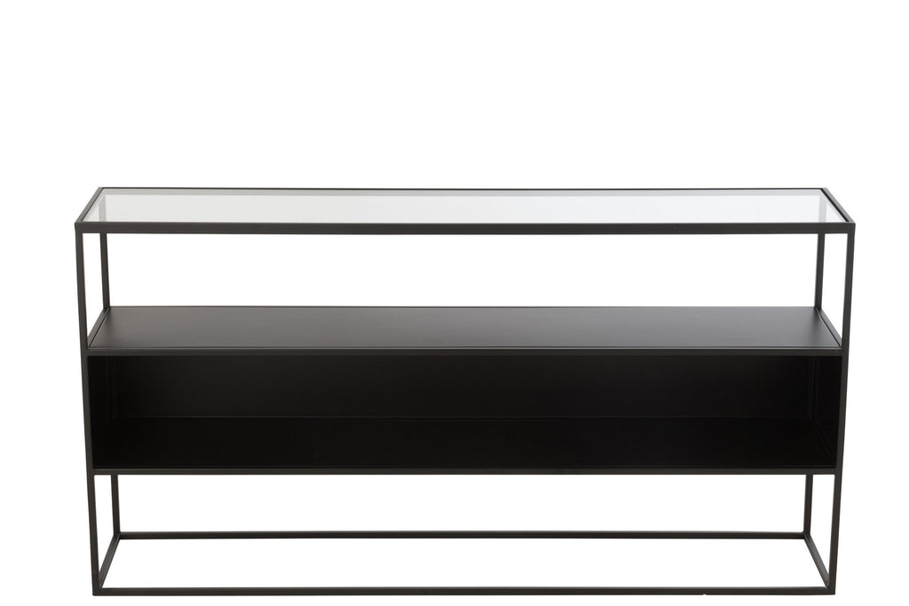 J-Line Console Vierkant Metaal/Glas Zwart