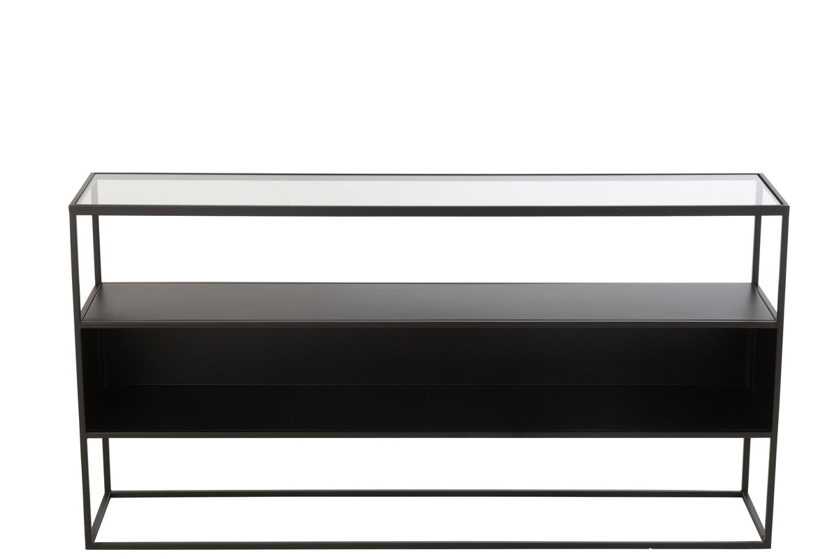 J-Line Console Vierkant Metaal/Glas Zwart