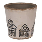 Bloempot Ø 17x16 cm Beige Keramiek Gingerbread house