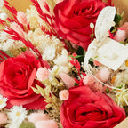 Romantisch gedroogd en kunstbloemen boeket - rood - groot
