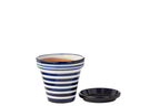 J-Line bloempot Granada Stripes - keramiek - blauw - small - Ø 27 cm