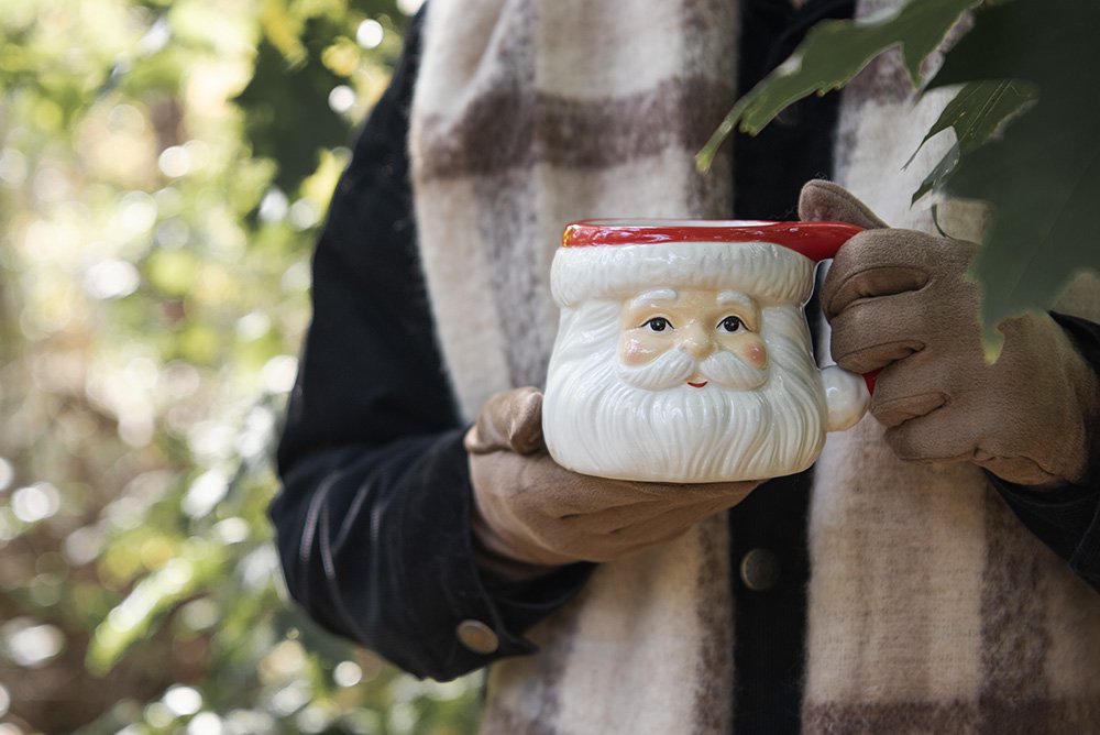 Mok 400 ml Wit Rood Keramiek Kerstman