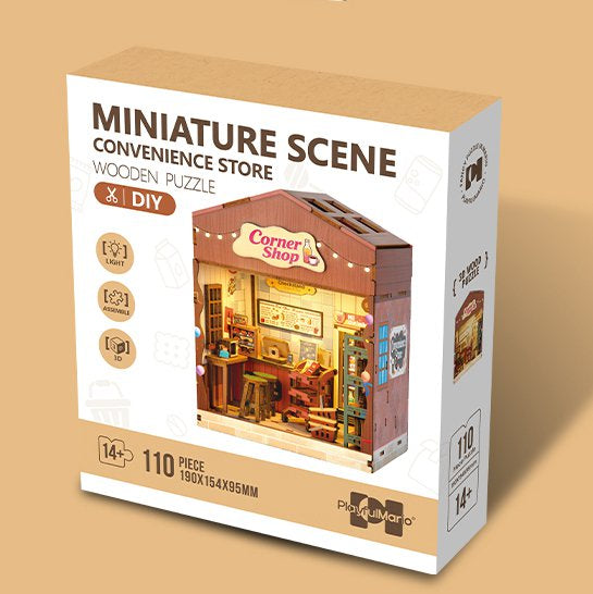 DIY Miniature Scene 3D Kruidenierswinkel met LED- verlichting- MDF