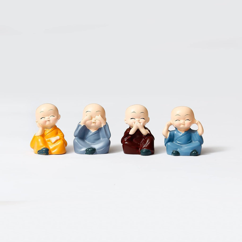 Set van Boeddhabeelden van vier wijze monniken – hars – set van 4