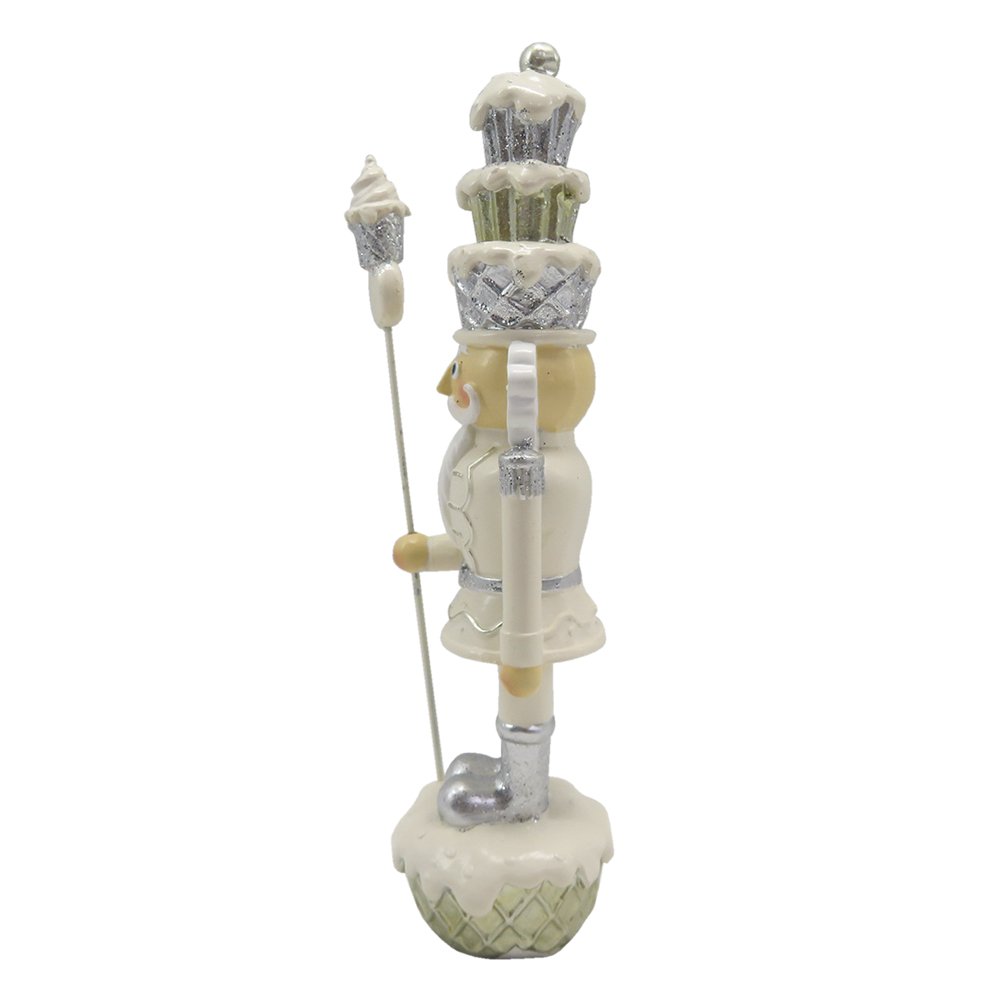 Beeld Notenkraker 16 cm Beige Zilverkleurig Kunststof Kerstdecoratie