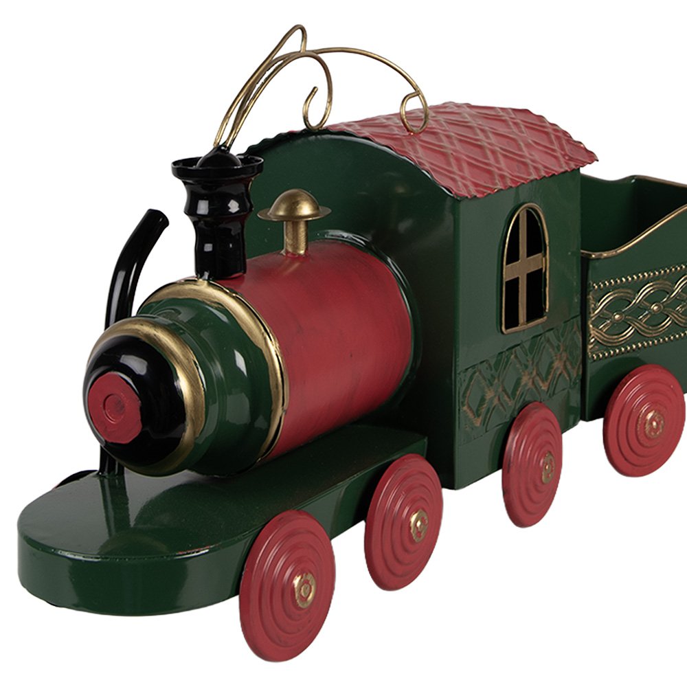 Kerstdecoratie Beeld Trein 65x13x23 cm Groen Metaal