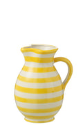 J-Line kruik Granada Stripes - keramiek - wit/geel - medium