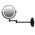 Metalen LED knikarm wandspiegel zwart /Ø17,5cm
