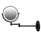 Metalen LED knikarm wandspiegel zwart /Ø17,5cm