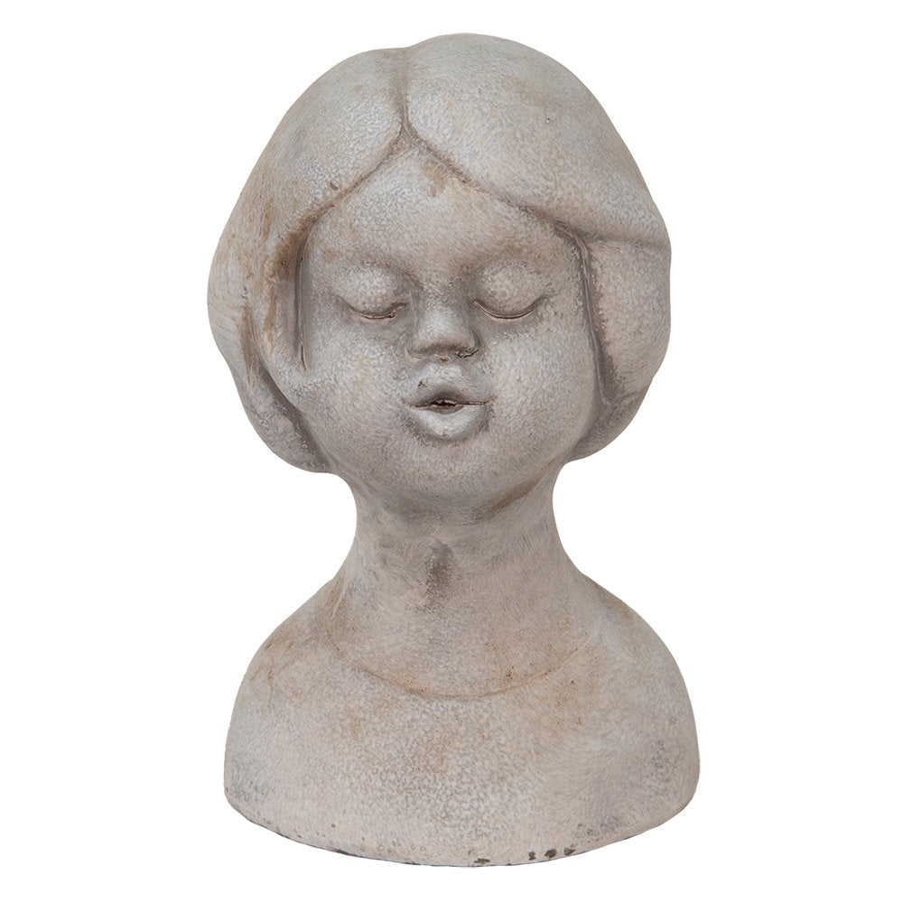 Buste meisje 11x10x18 cm beige steen