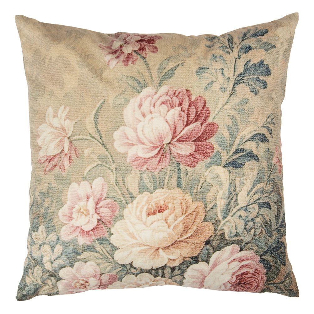 Sierkussen Beige Synthetisch Bloemen Kussenhoes met Kussenvulling