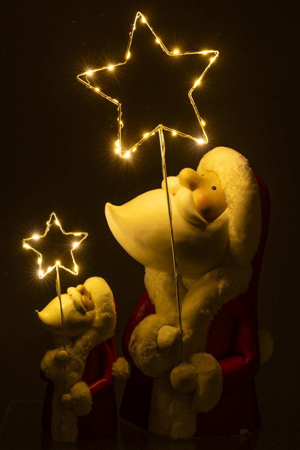 J-Line Kerstman Led Ster Resin Wit/Rood Large