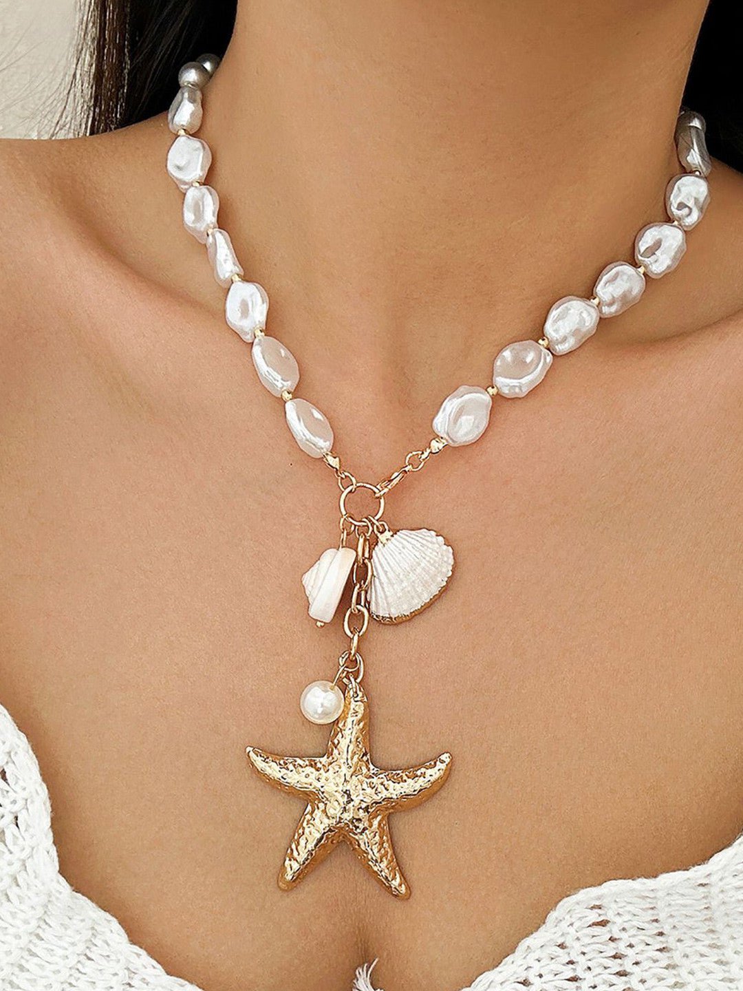 Vergulde ketting – mode-sieraden – pareldetail – lengte 45,7 cm