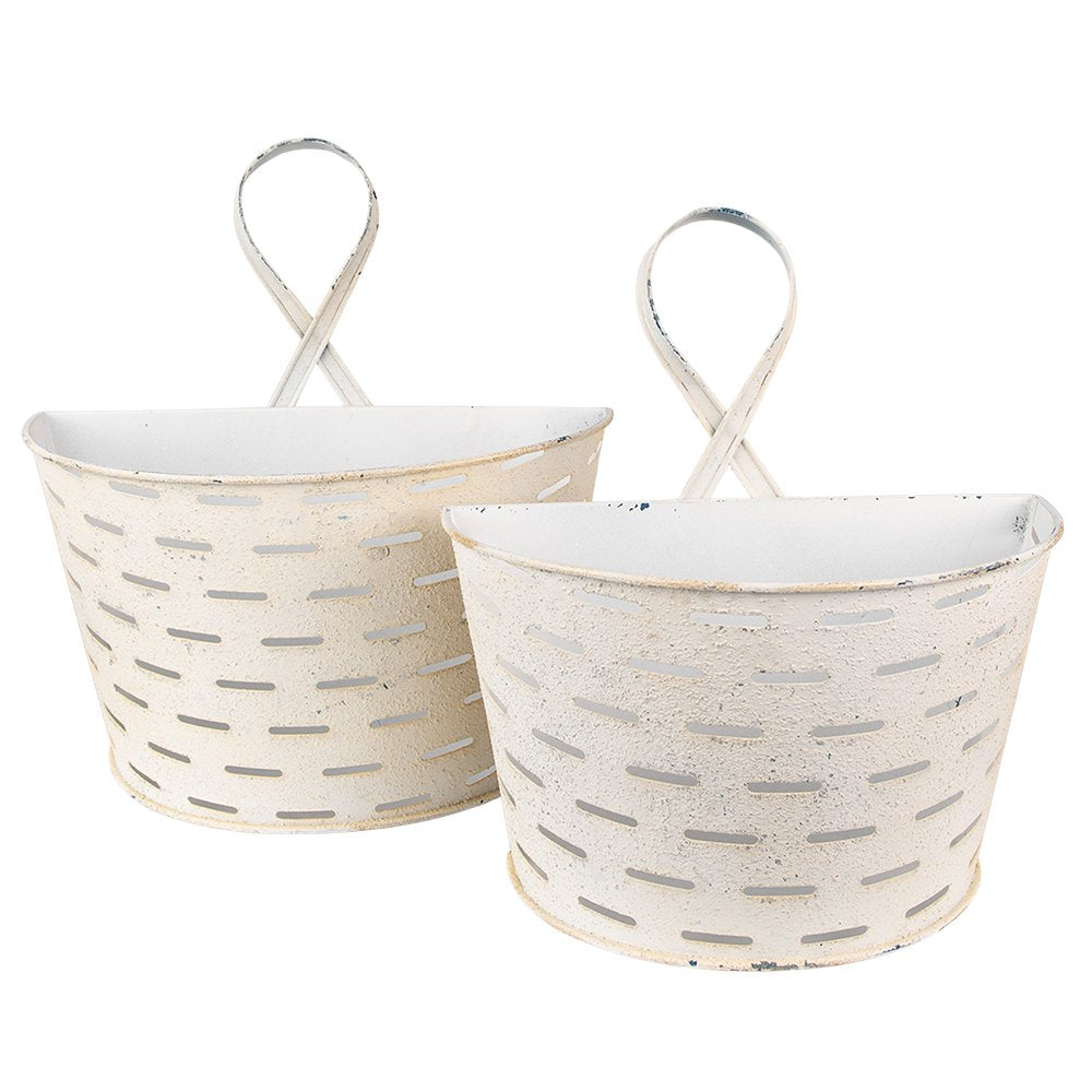 Planthouder beige ijzer hangpot