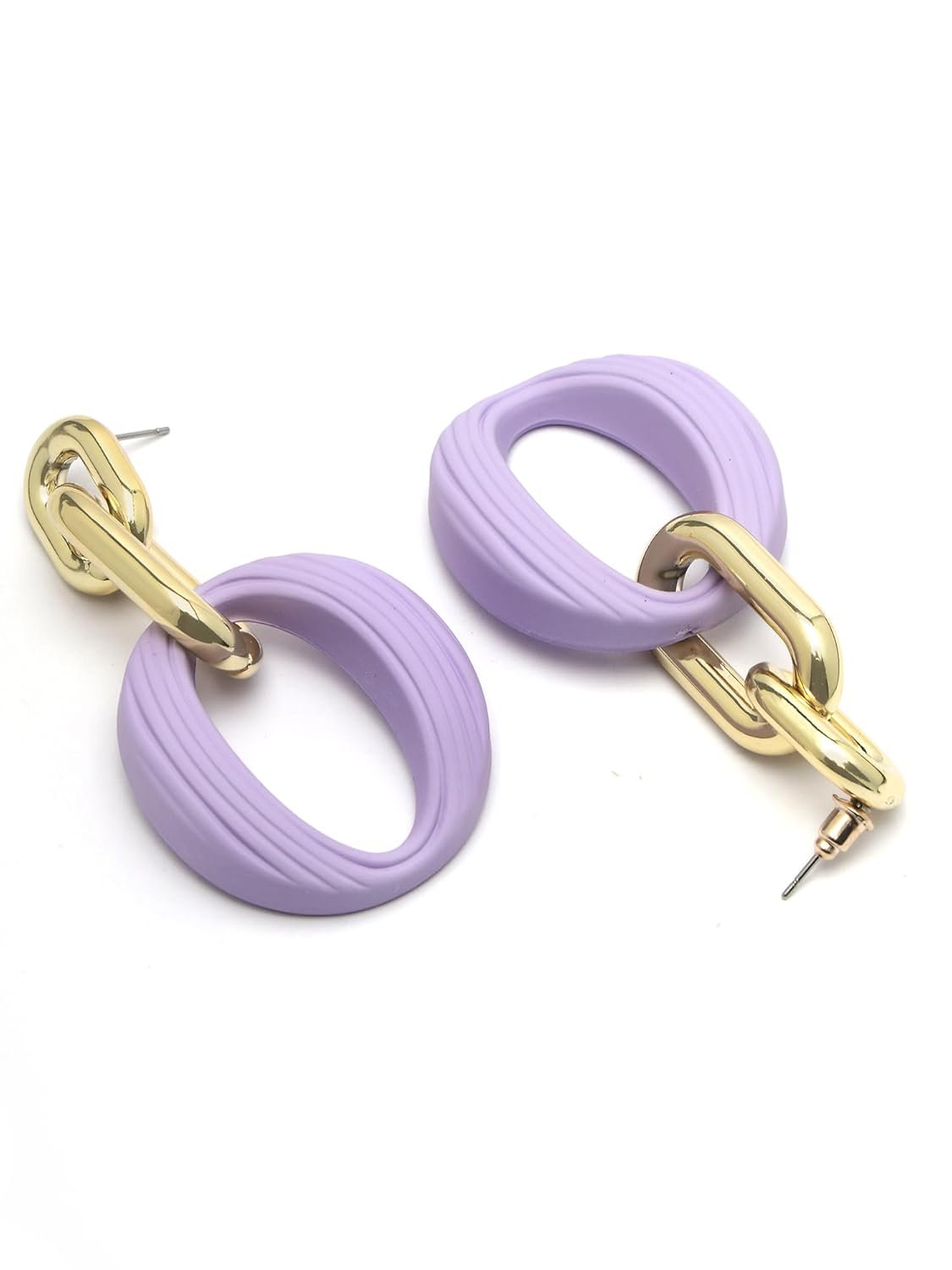 Mat goud Lila gekoppelde Dangler oorbellen – mode-sieraden – duurzame matte afwerking – winkelvoorraad