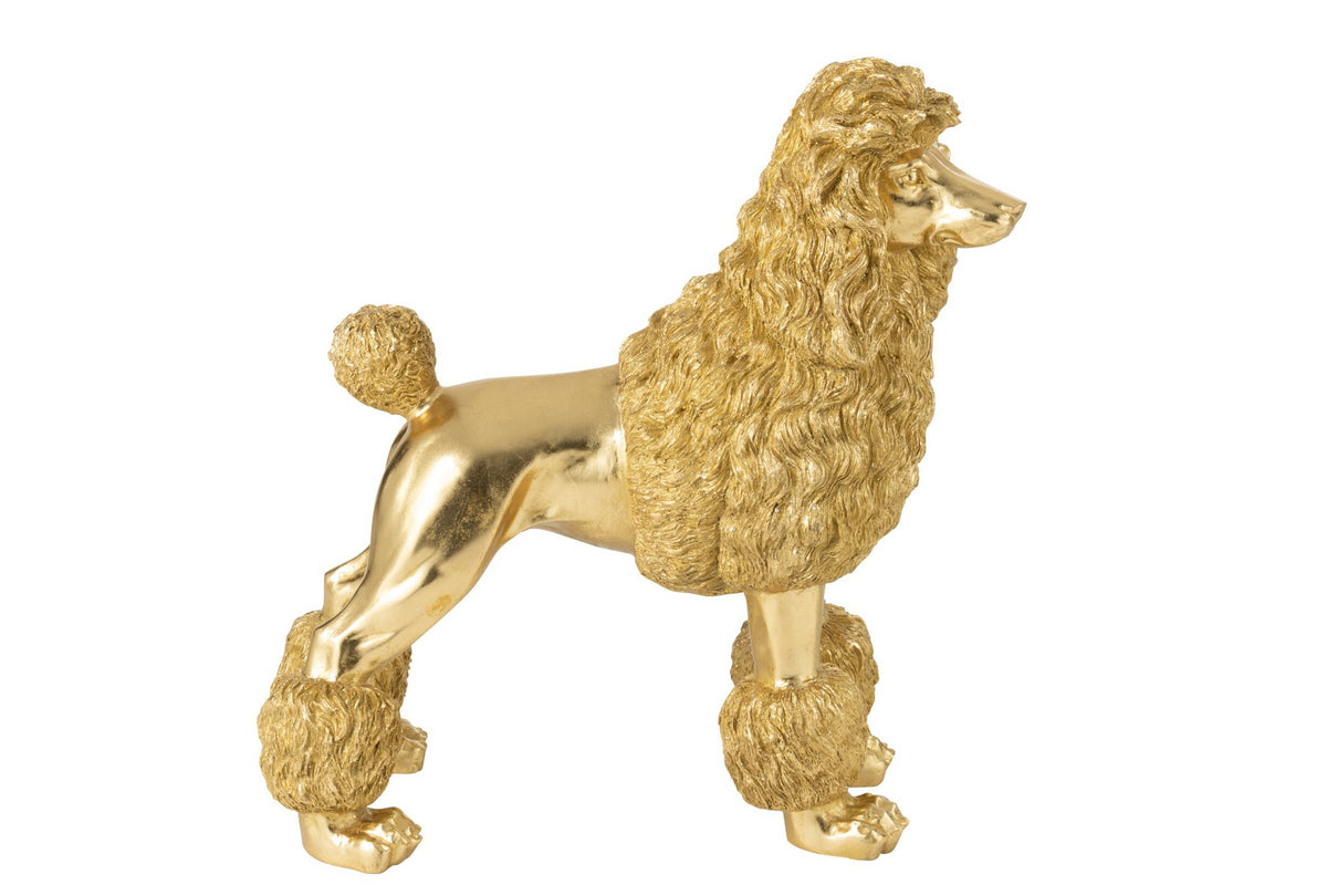 J-Line decoratie Poedel Staand - polyresin - goud - extra L