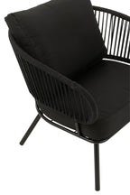 J-Line Set Van Drie Stoel/Bank Poa Metaal/Rattan Zwart