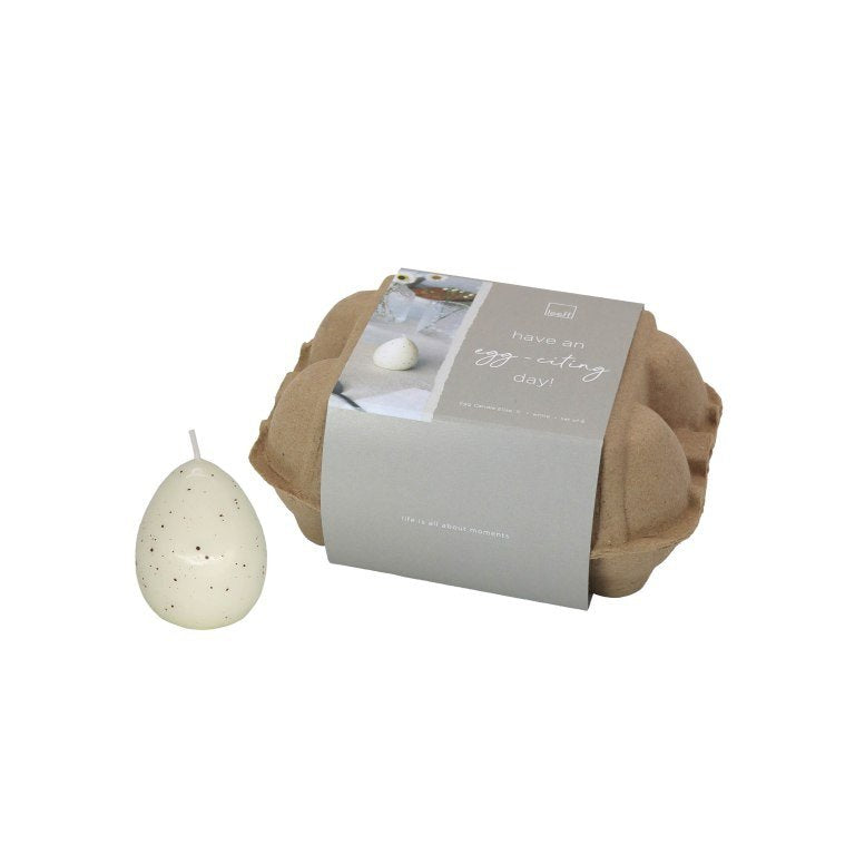 Leeff Egg Candle Elise S white, set of 6 - Have an Egg-citing day!