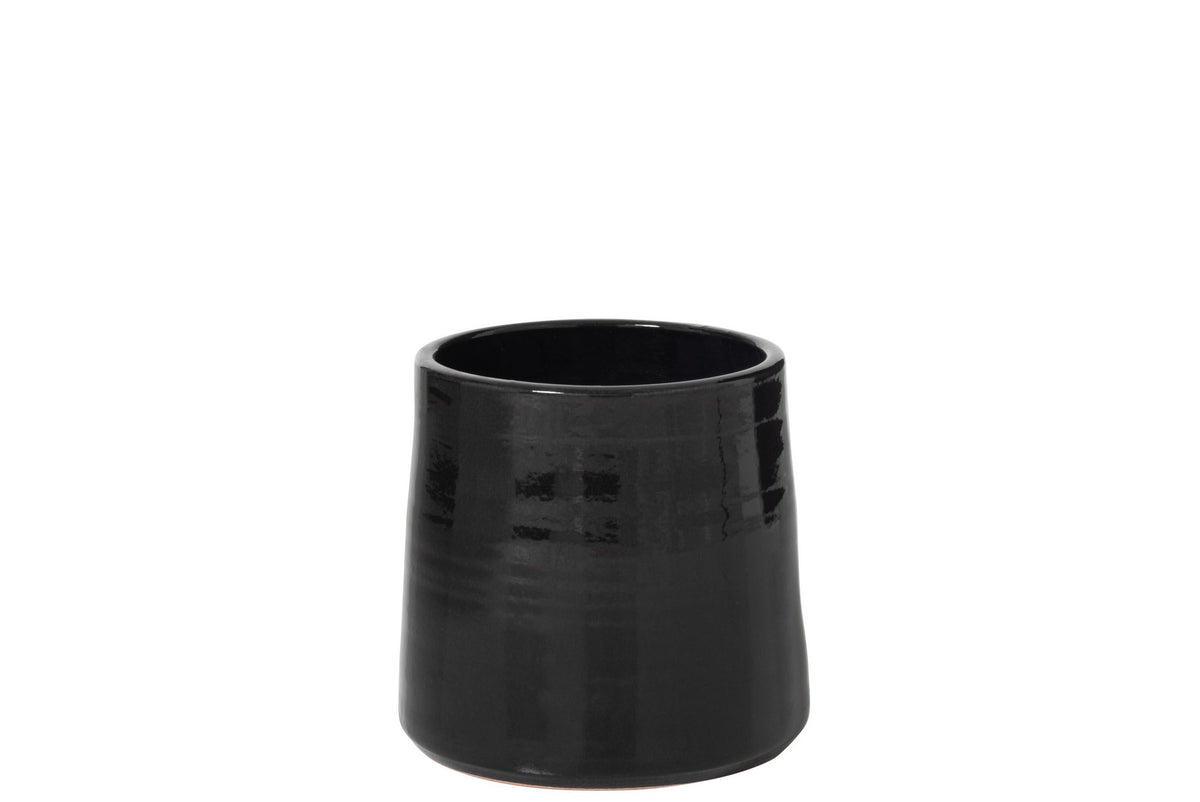J-Line bloempot Rond - keramiek - zwart - medium - Ø 23.00 cm