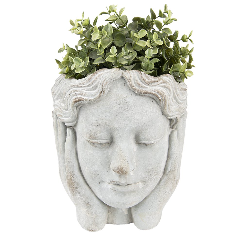 Bloempot Hoofd Ø 11x20 cm Grijs Steen plantenpot