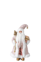 J-Line decoratie kerstman - kunststof - lichtroze - small - LED