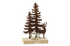J-Line theelichthouder 1 stuk rendieren bomen - metaal/hout - bruin