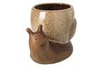 J-Line bloempot Slak - steengoed - bruin/beige