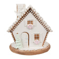 Gingerbread house met LED 17 cm Wit Polyresin Peperkoekhuisje