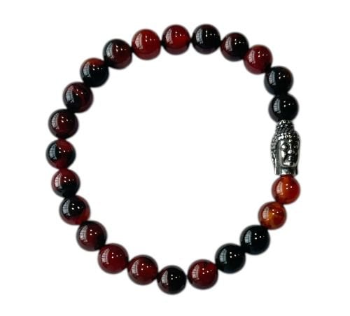 Herenarmband Vuur Agaat 8 mm met Boeddha kraal