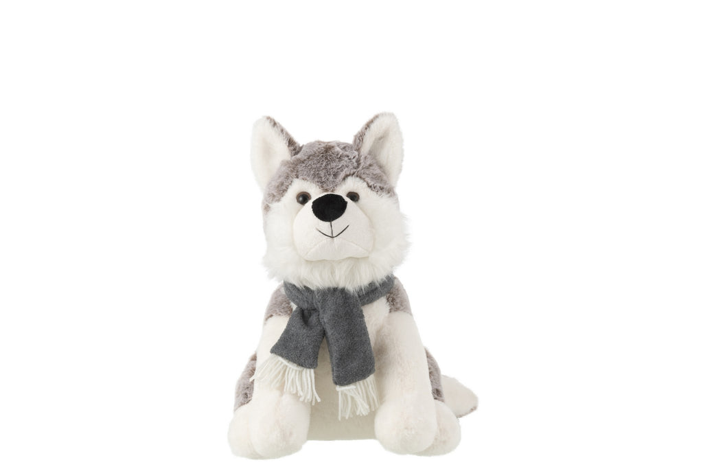 J-Line Husky+Sjaal Pluche Polyester Grijs Large