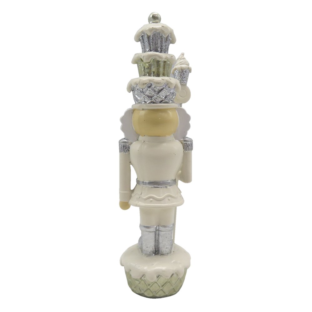 Beeld Notenkraker 16 cm Beige Zilverkleurig Kunststof Kerstdecoratie