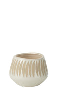 J-Line bloempot Kai - keramiek - beige/wit - large - Ø 20 cm