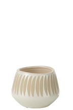 J-Line bloempot Kai - keramiek - beige/wit - large - Ø 20 cm