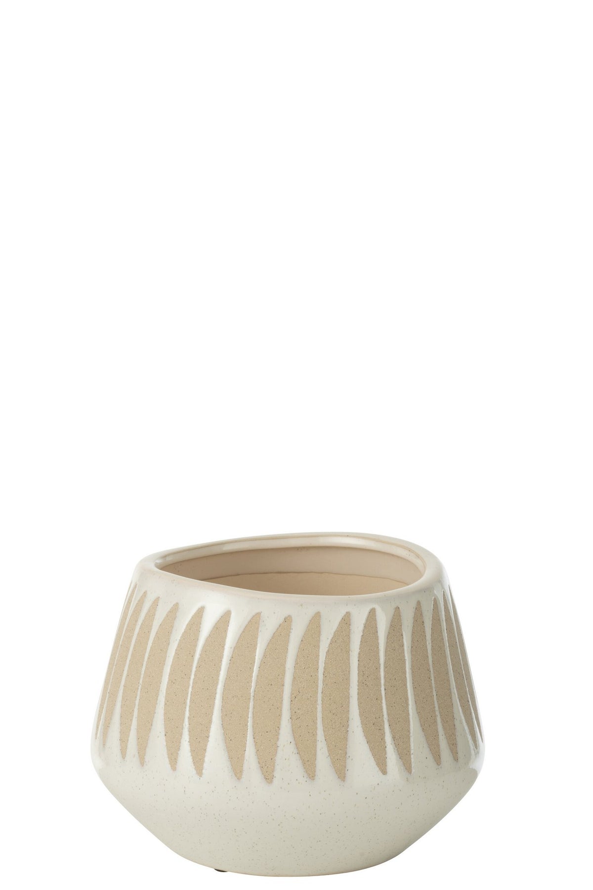 J-Line bloempot Kai - keramiek - beige/wit - large - Ø 20 cm