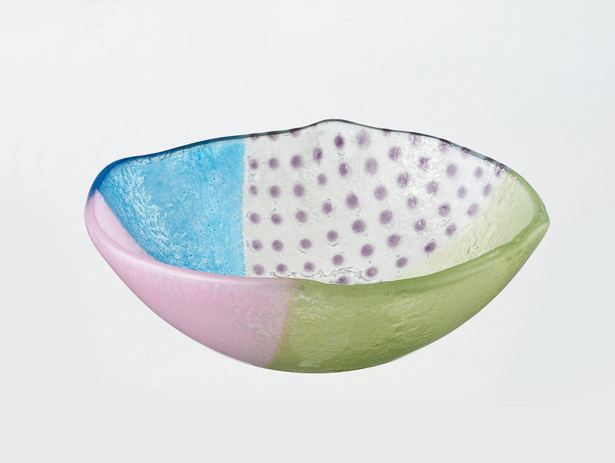 Artisano Bowl Soep 16x6 blauw, groen en roze met roze stippen