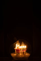 J-Line kerstbal Kerstman - glas - wit/rood - S - LED lichtjes