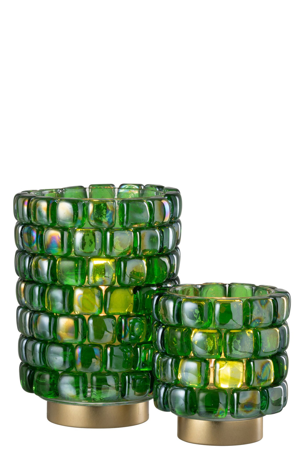 J-Line Theelicht Vierkant Mozaiek Glas Groen Large