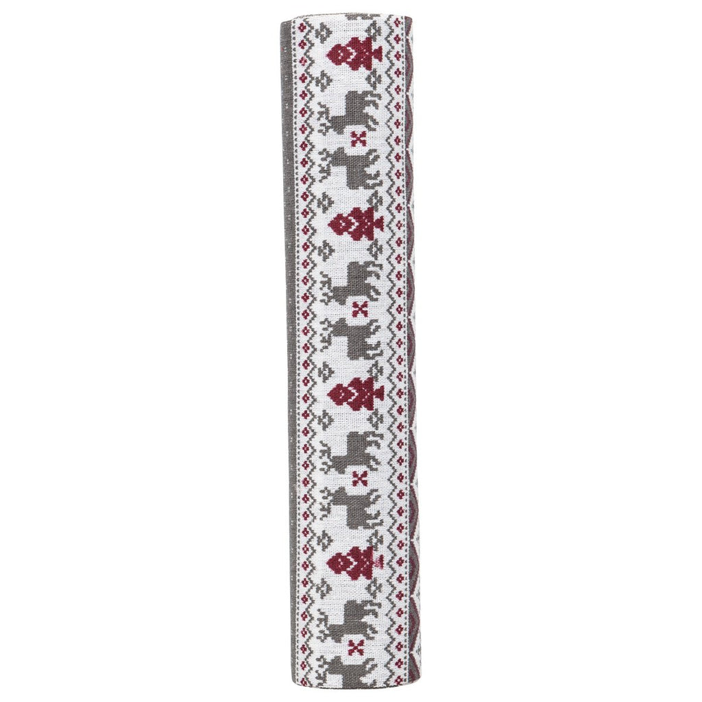 Rendier Tafelband grijs/rood 30cmx3mtr (opgerold) (20 in doos)