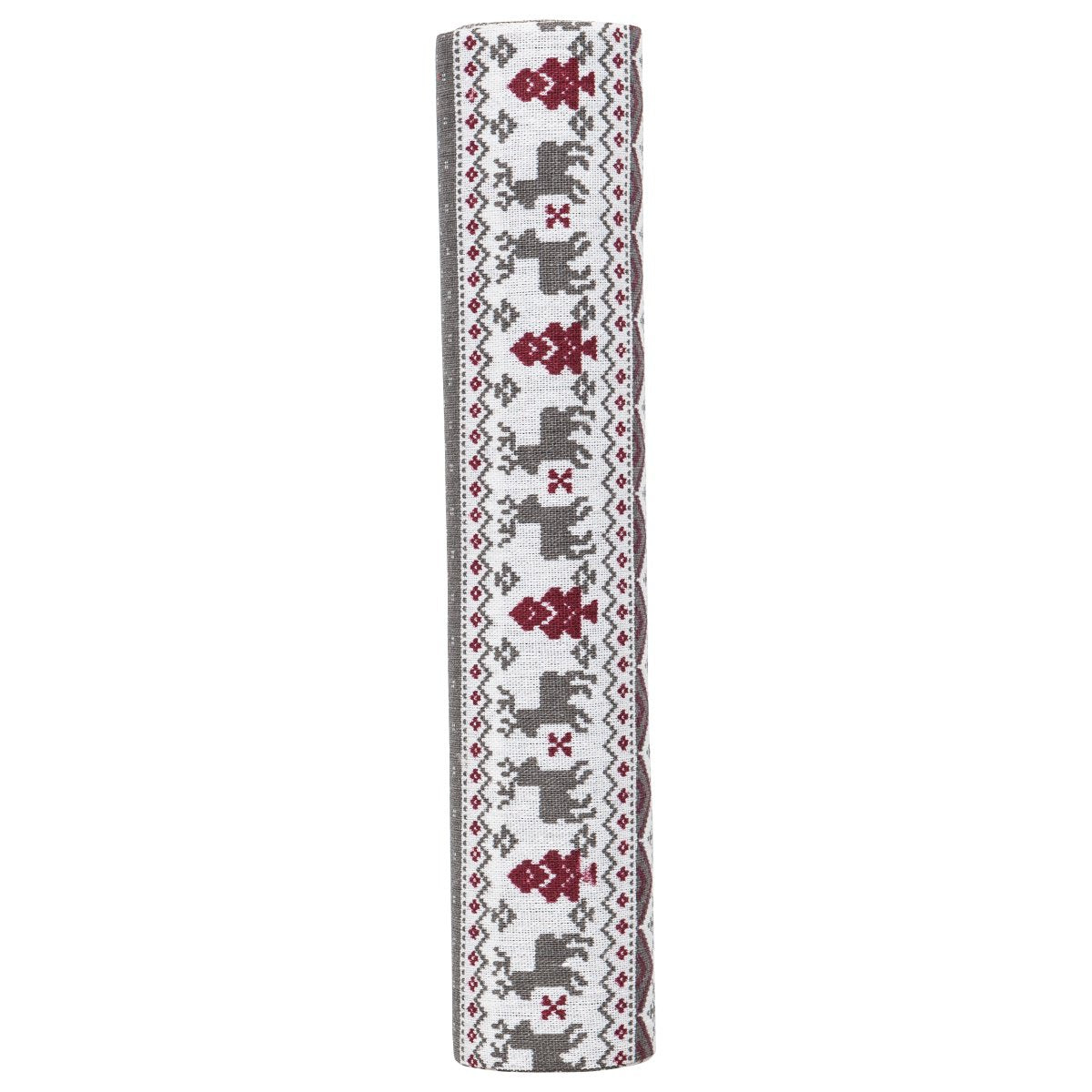 Rendier Tafelband grijs/rood 30cmx3mtr (opgerold) (20 in doos)