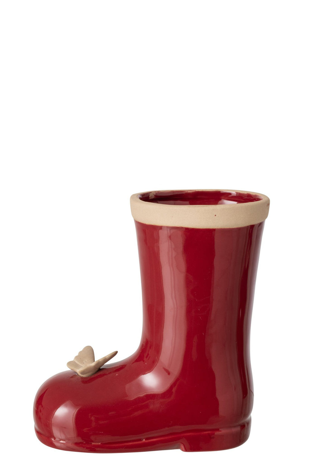 J-Line decoratie Laars - porselein - donkerrood - small