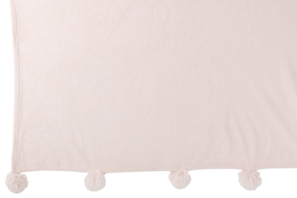 J-Line plaid Pompom - polyester - lichtroze - 170 x 130 cm