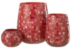 J-Line Windlicht Mozaiek Driehoek Glas Rood/Roze Large