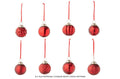 J-Line kerstbal 8 Patronen - glas - rood - doos van 40