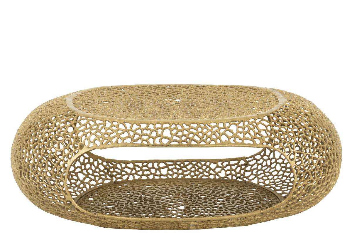 J-Line Salon Table Ovaal aluminium goud bevlekte groot