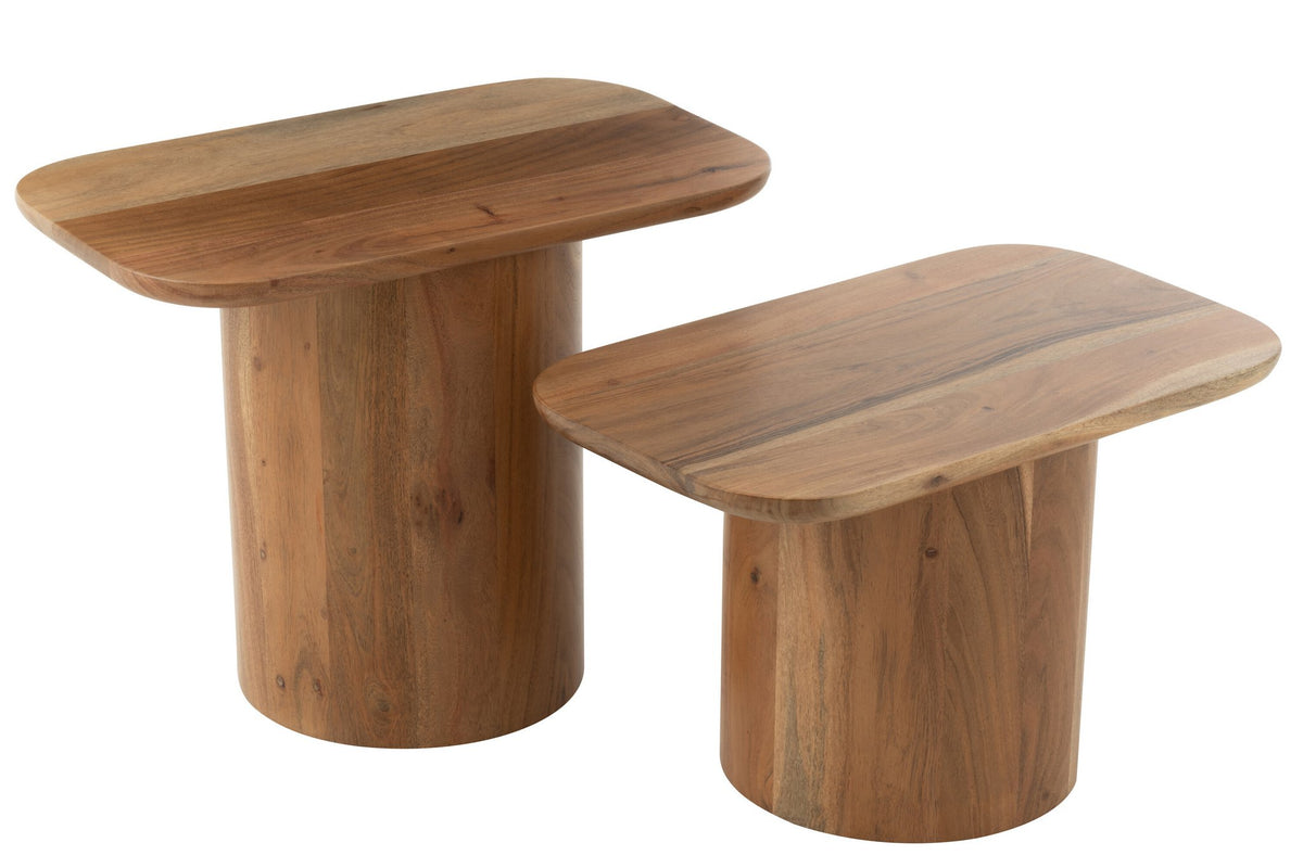 J-Line bijzettafel Acacia - hout - naturel - set van 2