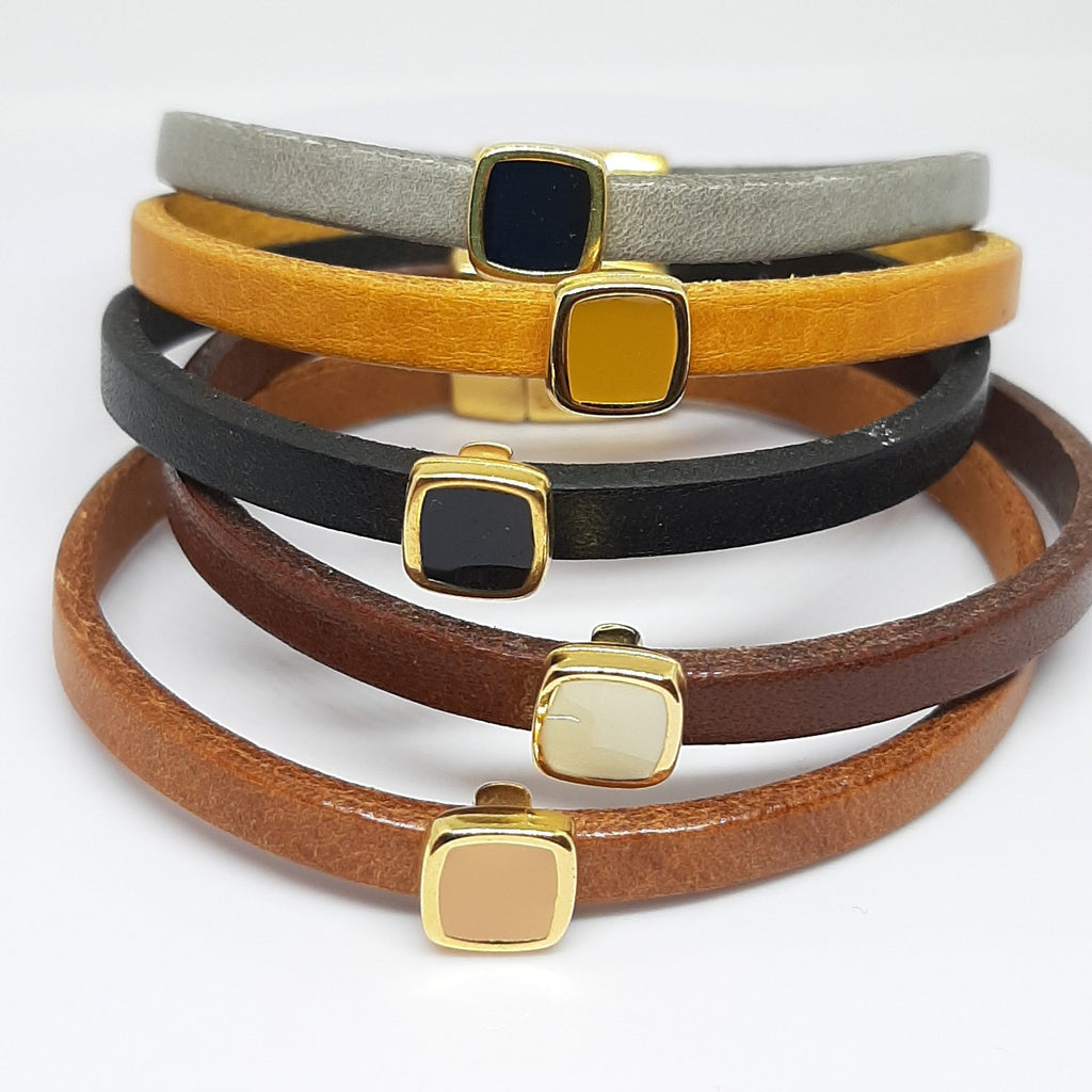 Semplice emaille vierkante slider 24K verguld