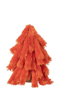 J-Line decoratie Kerstboom Donzig - polyester - donkeroranje - small
