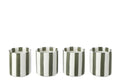 J-Line kop Gestreept - steengoed - olijfgroen/wit - 4 stuks