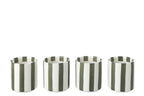 J-Line kop Gestreept - steengoed - olijfgroen/wit - 4 stuks