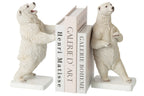 J-Line Boekensteunen beer - polyresin - wit - set van 2
